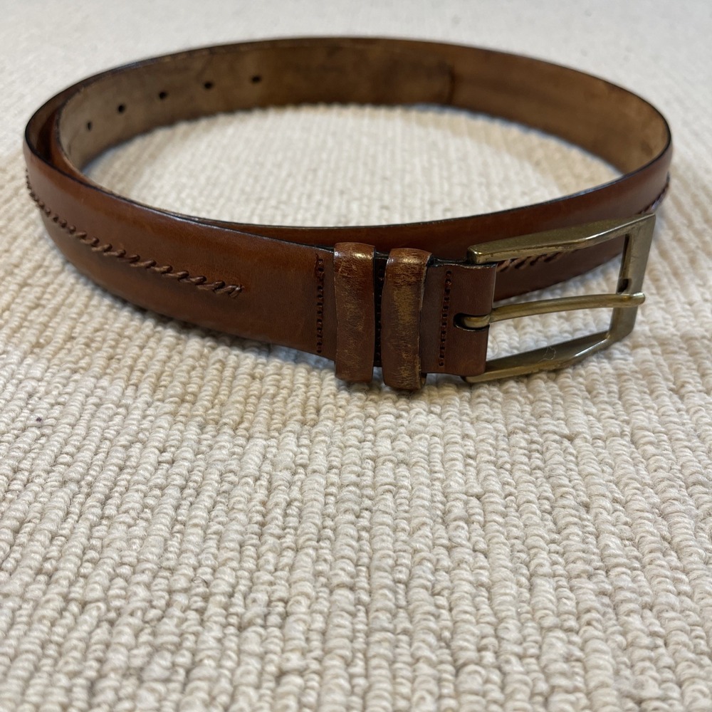 MEZLAN Men's Size 38 Brown Leather Dress Casual Belt Made In Spain